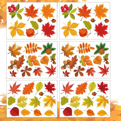 6 Stück Fensterbilder Herbst,Fensterdeko Thanksgiving Deko,Herbstdeko Fenster Sticker,Autumn Decor Fall,Fensteraufkleber Kinder,Fensterfolie Herbstbild Selbstklebend für Innen Kinderzimmer Dekoration 6 Stück Fensterbilder Herbst,Fensterdeko Thanksgiving Deko,Herbstdeko Fenster Sticker,Autumn Decor Fall,Fensteraufkleber Kinder,Fensterfolie Herbstbild Selbstklebend für Innen Kinderzimmer Dekoration von MniimaLuxe