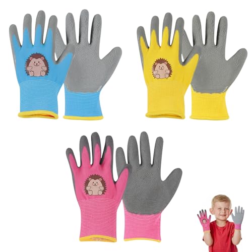 MniimaLuxe 3 Paar Arbeitshandschuhe Kinder,Gartenhandschuhe Kinder für 3-5 Jahre von MniimaLuxe