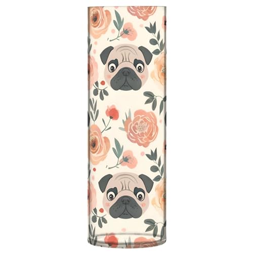 Blumenvase Mops Hund Blumen Unzerbrechliche Dekorative Moderne Vase Kunststoffvase für Büro Zuhause Meeting von Mnsruu