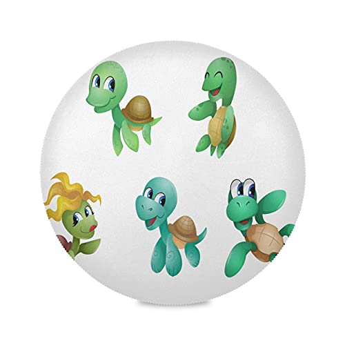 Cartoon Niedliche Schildkröte Schildkröte Platzsets Rund Abwaschbar Tischsets 1er/4er/6er Set Hitzebeständig und rutschfest Platzset für Küche Party Esstisch 39cm von Mnsruu