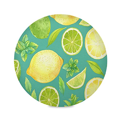Coole Süße Zitronen-Orangen-Frucht Platzsets Rund Abwaschbar Tischsets 1er/4er/6er Set Hitzebeständig und rutschfest Platzset für Küche Party Esstisch 39cm von Mnsruu
