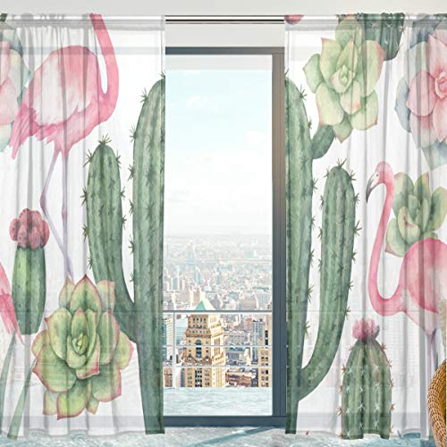 Fenster Vorhänge, Gardinen Platten Fenster Behandlung Set Voile Drapes Tüll Vorhänge Muster von Flamingo 213 cm lang für Wohnzimmer Schlafzimmer Girl 's Room 2 Platten Fenster Vorhänge, Gardinen Platten Fenster Behandlung Set Voile Drapes Tüll Vorhänge Muster von Flamingo 213 cm lang für Wohnzimmer Schlafzimmer Girl 's Room 2 Platten von Mnsruu