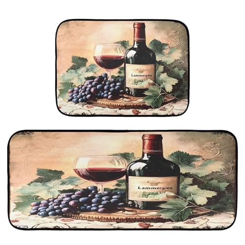 Ffy33_29632__a_coaster_with_a_red_wine_bottle_a_glass_of_burgun_90db4014-b895-4b81-a518-ee828f03f55b Küchenteppiche und -matten, 2-teiliges Küchenmatten-Set, rutschfeste Badematte Bodenteppich Do von Mnsruu