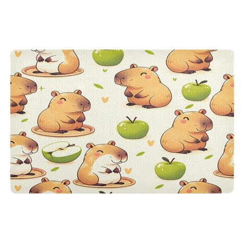Fußmatte für den Innenbereich, 50 x 80 cm, Capybara-Grün, rutschfest, waschbar, saugfähig, Eingangsteppich, Bodenmatte von Mnsruu