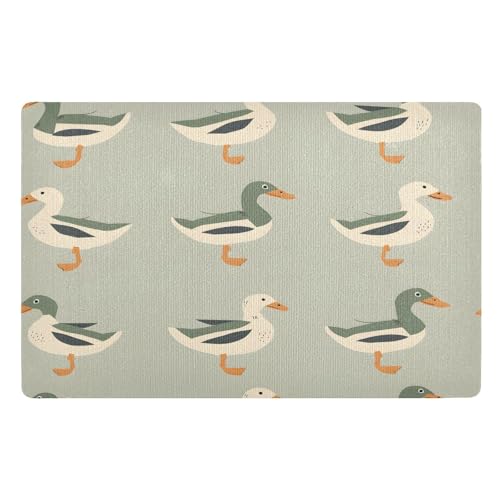 Fußmatte für den Innenbereich, 50 x 80 cm, Duck Farm Grau, rutschfeste Schmutzfang-Fußmatte, waschbar, saugfähig, Eingangsteppich, Bodenmatte von Mnsruu