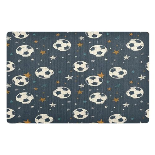 Fußmatte für den Innenbereich, 50 x 80 cm, Fußball-Stern, rutschfest, waschbar, saugfähig, Eingangsteppich, Bodenmatte von Mnsruu