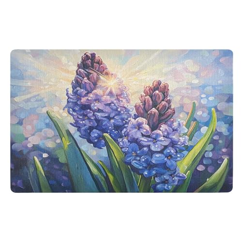 Fußmatte für den Innenbereich, 50 x 80 cm, Hyazinthe, Lavendelblüte, rutschfest, waschbar, saugfähig, Eingangsteppich, Bodenmatte von Mnsruu