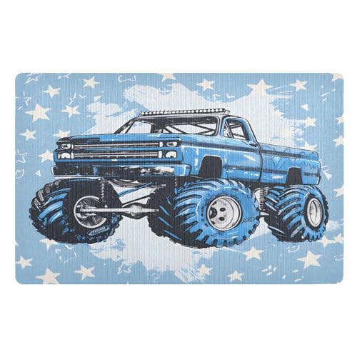 Fußmatte für den Innenbereich, 50 x 80 cm, Motiv: Monster-Truck-Rennen, rutschfest, waschbar, saugfähig, Eingangsteppich, Bodenmatte von Mnsruu