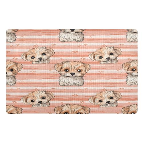 Fußmatte für den Innenbereich, 50 x 80 cm, adretter Welpen-Hund, rutschfest, waschbar, saugfähig, Eingangsteppich, Bodenmatte von Mnsruu