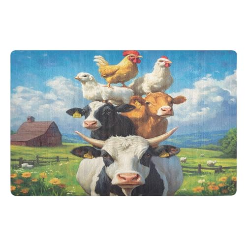 Fußmatte für den Innenbereich, 50 x 80 cm, lustige Kuh, Huhn, Blume, Schaf, rutschfest, waschbar, saugfähig, Eingangsteppich, Bodenmatte von Mnsruu