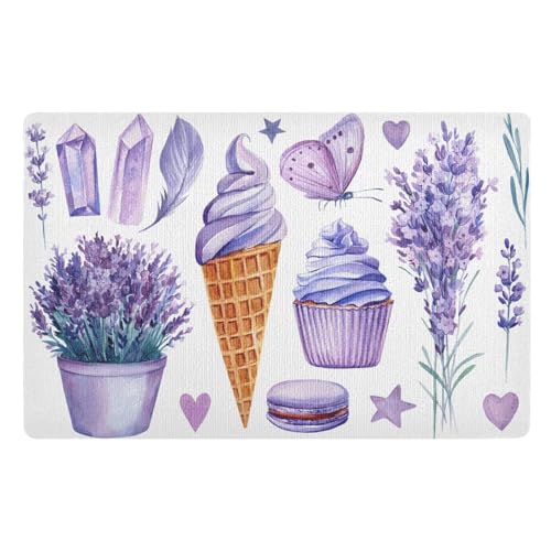 Fußmatte für den Innenbereich, 50 x 80 cm, violetter Lavendelstrauß, rutschfest, waschbar, saugfähig, Eingangsteppich, Bodenmatte von Mnsruu