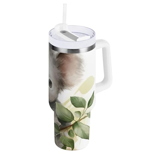 Koala on Tree Isolierter Becher mit Griff, 1,2 l Edelstahl-Vakuum-Wasserflaschen mit Deckel und Strohhalm für Wasser, Eistee oder Kaffee Koala on Tree Isolierter Becher mit Griff, 1,2 l Edelstahl-Vakuum-Wasserflaschen mit Deckel und Strohhalm für Wasser, Eistee oder Kaffee von Mnsruu