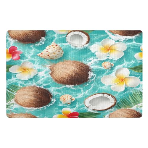 Kokos Plumeria Blume Fußmatte Haustürmatte rutschfeste Schmutzfangmatten für Eingang, Innen, Küche, 50x80cm Kokos Plumeria Blume Fußmatte Haustürmatte rutschfeste Schmutzfangmatten für Eingang, Innen, Küche, 50x80cm von Mnsruu