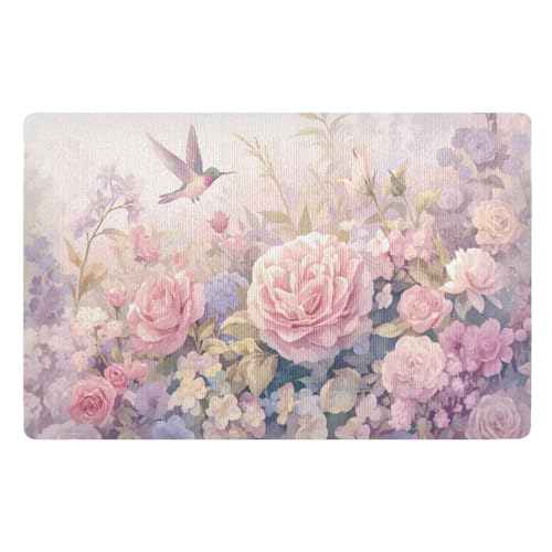Kolibri Rosa Blumen Fußmatte Haustürmatte rutschfeste Schmutzfangmatten für Eingang, Innen, Küche, 50 x 80 cm Kolibri Rosa Blumen Fußmatte Haustürmatte rutschfeste Schmutzfangmatten für Eingang, Innen, Küche, 50 x 80 cm von Mnsruu