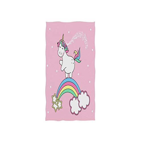 Mnsruu Handtuch mit Cartoon-Einhorn auf Regenbogenwolke, weich, für Bad, Hotel, Spa, Fitnessstudio, Sport, 76 x 38 cm von Mnsruu
