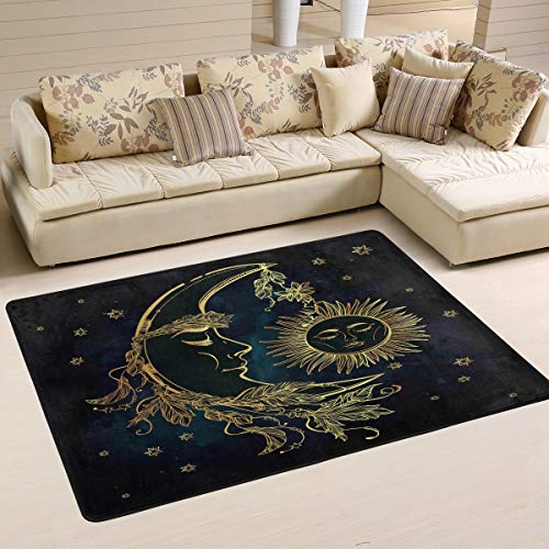 MNSRUU Ethnische Sonne Mond Stern Vintage Kunstwerk Teppich Teppich Teppich Teppich für Wohnzimmer Schlafzimmer, Textil, Multi, 183cm x 122cm(6 x 4 feet) von Mnsruu