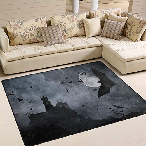 MNSRUU Halloween-Teppich mit Fledermaus-Motiv, für Wohnzimmer, Schlafzimmer, Textil, Multi, 160cm x 122cm(5.3 x 4 feet) von Mnsruu