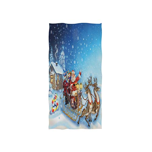 Mnsruu Weihnachts-Handtuch mit Weihnachtsmann-Motiv, Rentier-Design, Schneeflocke, weich, für Bad, Hotel, Spa, Fitnessstudio, Sport, 76 x 38 cm von Mnsruu