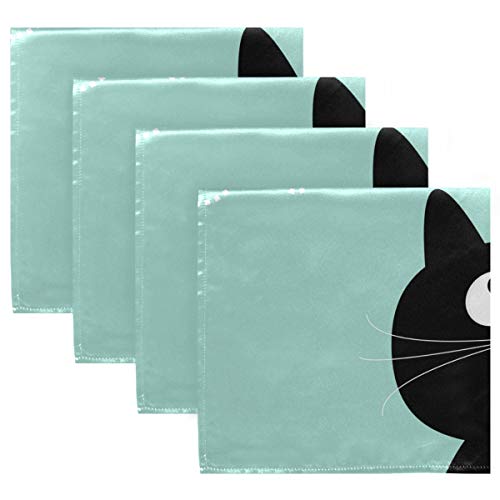 MNSRUU Niedliche Cartoon Katze Biene Stoffservietten Abendessen Tisch Servietten waschbar Polyester Servietten 50,5 x 50,5 cm für Hochzeit Party Urlaub 4er Set von Mnsruu