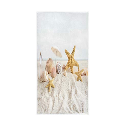 MNSRUU Seestern Seashell on Ocean Sand Strand Sommer Tropical Soft Bath Hotel Spa Hand Gym Sport Handtuch 76 x 38 cm (30 x 15 Zoll) von Mnsruu