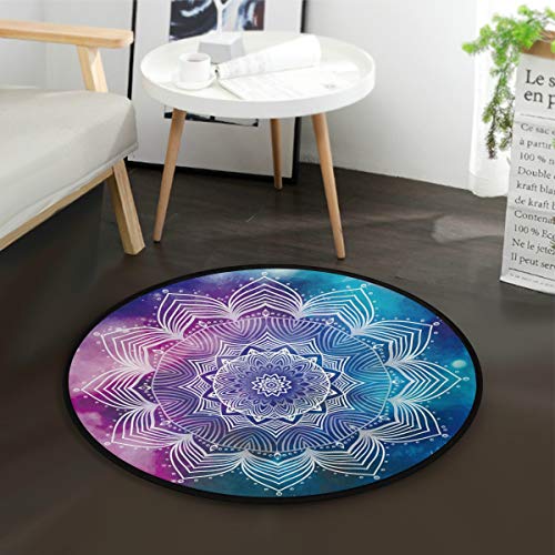 MNSRUU Teppich, Mandala-Blumen-Design, rund, für Wohnzimmer, Schlafzimmer, 92 cm Durchmesser von Mnsruu