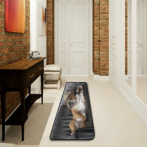 Mnsruu Lustiger Teppich mit englischer Bulldogge, für Wohnzimmer, Schlafzimmer, Küche, 61 cm x 182,88 cm von Mnsruu