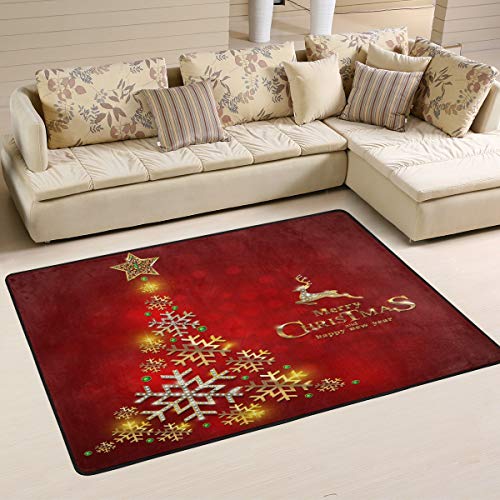Mnsruu Weihnachts-Teppich mit Schneeflocken-Motiv, für Wohnzimmer, Schlafzimmer, Rot, Textil, multi, 183cm x 122cm(6 x 4 feet) von Mnsruu