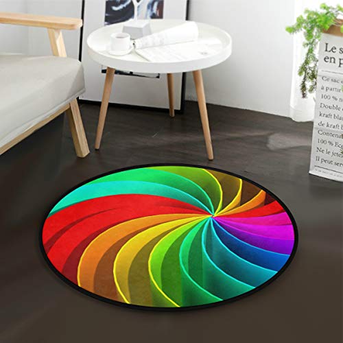 Mnsruu Farbenfroher abstrakter 3D-Teppich, rund, für Wohnzimmer, Schlafzimmer, 92 cm Durchmesser von Mnsruu