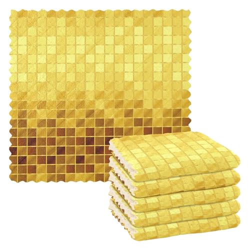 Mikrofaser Reinigungstücher Goldenes Mosaik Wiederverwendbare Geschirrtücher zum Abwasch 6 Pack Schwedisches Geschirrtuch Mikrofaser Reinigungstücher Waschbar Staubwedel Lappen Tuch Zuhause von Mnsruu