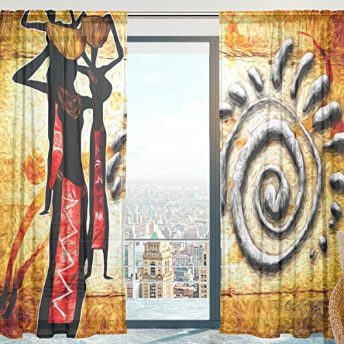 Mnsruu Afrikanische Frau Gardinen Schals Vorhänge Transparent Vorhang für Kleine Fenster Wohnzimmer Schlafzimmer (2er-Set, je 198x140cm) von Mnsruu