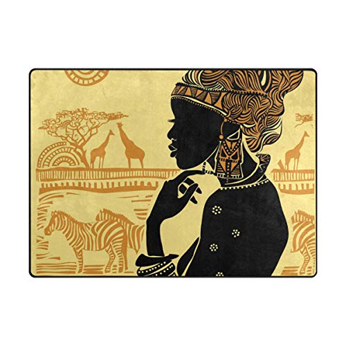 Mnsruu Afrikanische Frau Teppich Wohnzimmer Teppich, Teppiche für Wohnzimmer Küche Flur Schlafzimmer oder Kinderzimmer, 160 x 122 cm von Mnsruu