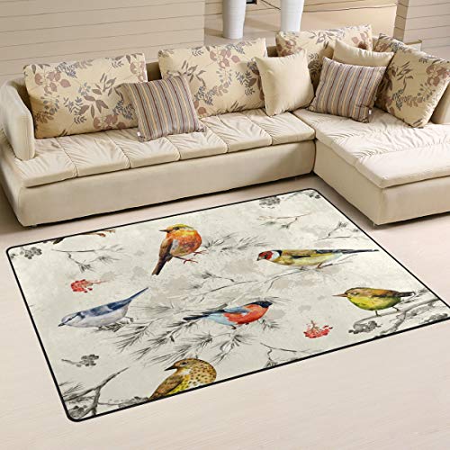 Mnsruu Aquarell Kunst Malerei Vogel Bereich Teppich Teppiche rutschfeste Bodenmatte Fußmatte Fußmatten Wohnzimmer Schlafzimmer 50 x 80 cm (1,7 x 2,6 Fuß) von Mnsruu