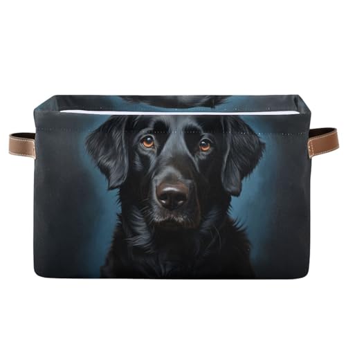 Mnsruu Aufbewahrungskorb, schwarzer Labrador-Hund, Portrait, faltbar, Stoff, faltbare Aufbewahrungskörbe, Organizer-Tasche zur Aufbewahrung von Kleidung von Mnsruu