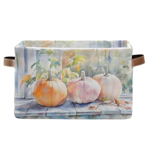 Mnsruu Aufbewahrungskorb für Thanksgiving, Herbst-Kürbisse auf faltbarem Stoff, faltbare Aufbewahrungskörbe, Organizer-Tasche zur Aufbewahrung von Kleidung von Mnsruu