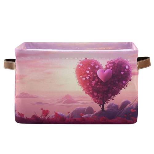 Mnsruu Aufbewahrungskorb für Valentinstag, Liebesbaum, Valentinstag, faltbarer Stoff, faltbare Aufbewahrungskörbe, Organizer-Tasche zur Aufbewahrung von Kleidung von Mnsruu