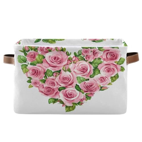 Mnsruu Aufbewahrungskorb für Valentinstag, Rosenmotiv, faltbar, Stoff, Organizer für Kleidung Mnsruu Aufbewahrungskorb für Valentinstag, Rosenmotiv, faltbar, Stoff, Organizer für Kleidung von Mnsruu