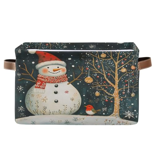 Mnsruu Aufbewahrungskorb für Weihnachten, Schneemann und Vogel, faltbar, Stoff, zusammenklappbar, Organizer für Kleidung Mnsruu Aufbewahrungskorb für Weihnachten, Schneemann und Vogel, faltbar, Stoff, zusammenklappbar, Organizer für Kleidung von Mnsruu