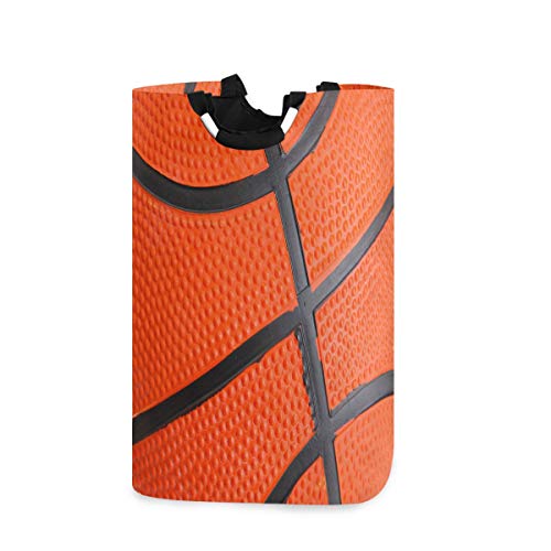 Mnsruu Basketball Sport Orange Wäschekorb großer Aufbewahrungskorb mit Griffen für Geschenkkörbe, Schlafzimmer, Kleidung von Mnsruu