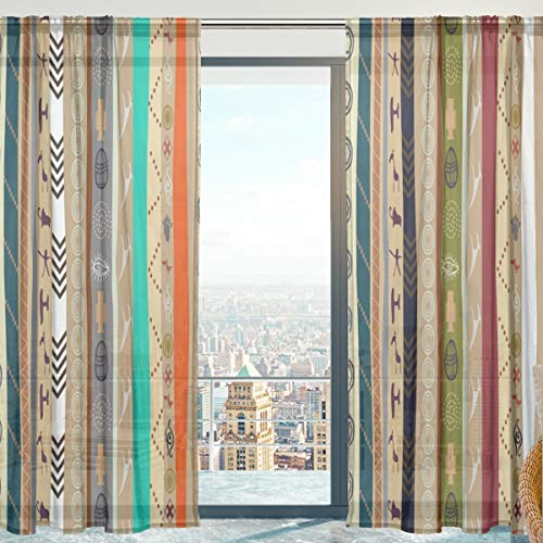 Mnsruu Boho ethnischen Vorhang transparent Gardine 2 Stücke Gaze paarig schals Fensterschal Vorhänge für Wohnzimmer Schlafzimmer 213 cm x 140 cm(H x B) 2er-Set von Mnsruu