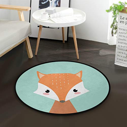 Mnsruu Cartoon-Hipster-Fuchs-Teppich, rund, für Wohnzimmer, Schlafzimmer, 92 cm Durchmesser von Mnsruu