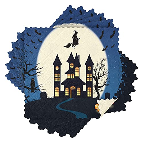 Mnsruu Castle Halloween Kürbis Mond Hexe 6 Stück Küchentücher Geschirrtuch Geschirrtuch Geschirrtücher schnell trocknend super weich 28 x 28 cm von Mnsruu