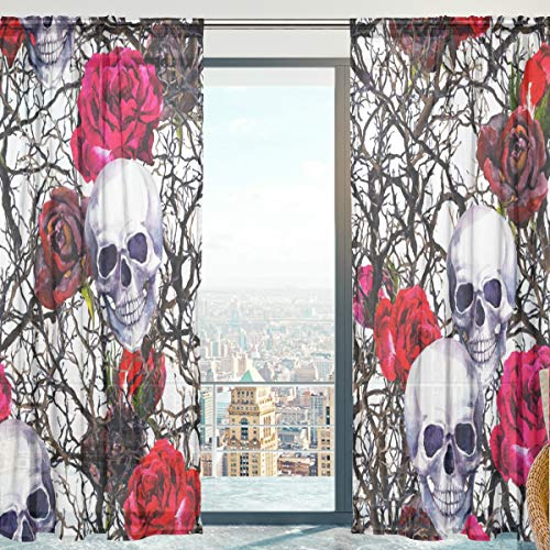 Mnsruu Fenster Vorhänge, Gardinen Platten Fenster Behandlung Set Voile Drapes Tüll Vorhänge Totenkopf 213 cm lang für Wohnzimmer Schlafzimmer Girl 's Room 2 Platten Mnsruu Fenster Vorhänge, Gardinen Platten Fenster Behandlung Set Voile Drapes Tüll Vorhänge Totenkopf 213 cm lang für Wohnzimmer Schlafzimmer Girl 's Room 2 Platten von Mnsruu