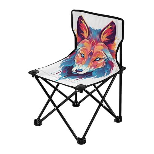 Mnsruu Geometrischer Wolf Tragbarer Klappstuhl Campingstuhl mit Tragetasche für Outdoor Camping Angeln Stuhl von Mnsruu