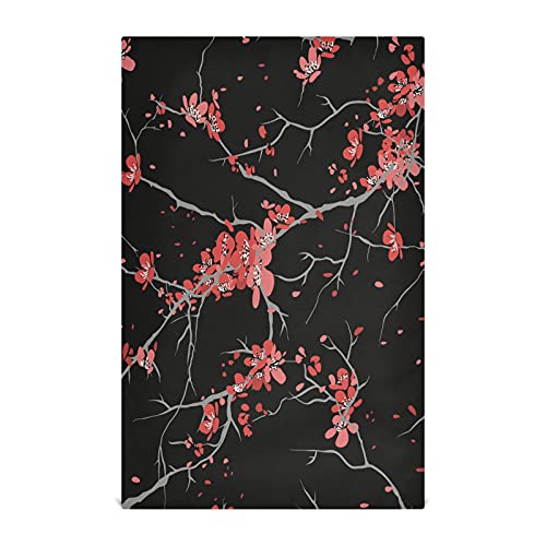 Mnsruu Geschirrtücher, japanische Kirschblüte, schwarz, rot, 6 Stück, super saugfähig, weich, 45,7 x 71,1 cm von Mnsruu