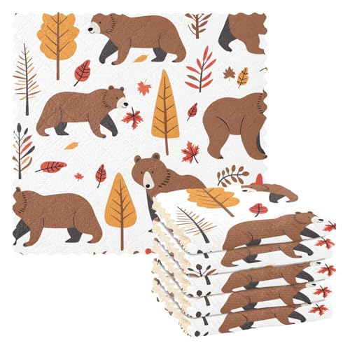 Mnsruu Geschirrtücher mit Bären-Motiv, wiederverwendbar, Reinigungstücher, Küchenhandtücher, 6 Stück Mnsruu Geschirrtücher mit Bären-Motiv, wiederverwendbar, Reinigungstücher, Küchenhandtücher, 6 Stück von Mnsruu