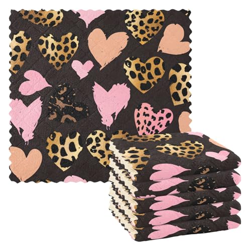 Mnsruu Geschirrtücher mit Leopardenmuster, 6 Stück, wiederverwendbare Reinigungstücher, Küchenhandtücher von Mnsruu