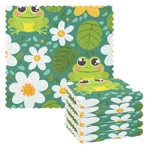 Mnsruu Geschirrtücher mit niedlichem Frosch-Motiv, 6 Stück, wiederverwendbare Reinigungstücher, Küchenhandtücher Mnsruu Geschirrtücher mit niedlichem Frosch-Motiv, 6 Stück, wiederverwendbare Reinigungstücher, Küchenhandtücher von Mnsruu
