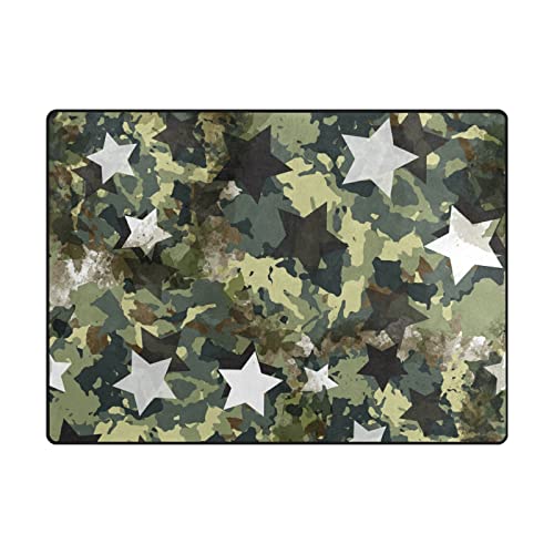 Mnsruu Großflächige Teppiche 160 x 122 cm, Retro Sterne Camouflage Bodenmatte Moderne Wohn- & Schlafzimmer Weicher Teppich von Mnsruu