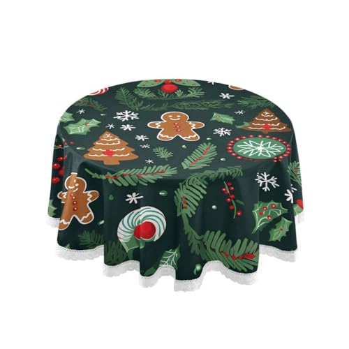 Mnsruu Happy Snowman Pine Tree Green Xmas Round Tablecloth Table Cloth Cover Decorative Lace Macrame for Buffet Table, Party 60 Inches Mnsruu Happy Snowman Pine Tree Green Xmas Round Tablecloth Table Cloth Cover Decorative Lace Macrame for Buffet Table, Party 60 Inches von Mnsruu