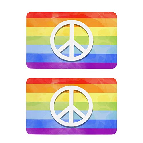 Mnsruu Kühlschrankmagnete mit Peace-Zeichen auf gestreiftem Regenbogen, 2 Stück, dekorative Kühlschrankmagnete für Whiteboard, Küche, Büro von Mnsruu